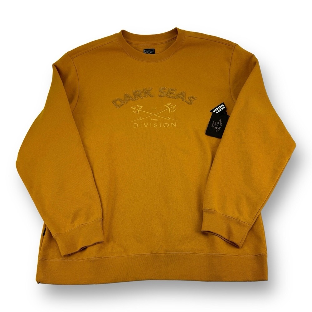 Dark Seas Division NWT Men's Heavyweight Crewneck Logo‎ Sweatshirt XL Gold